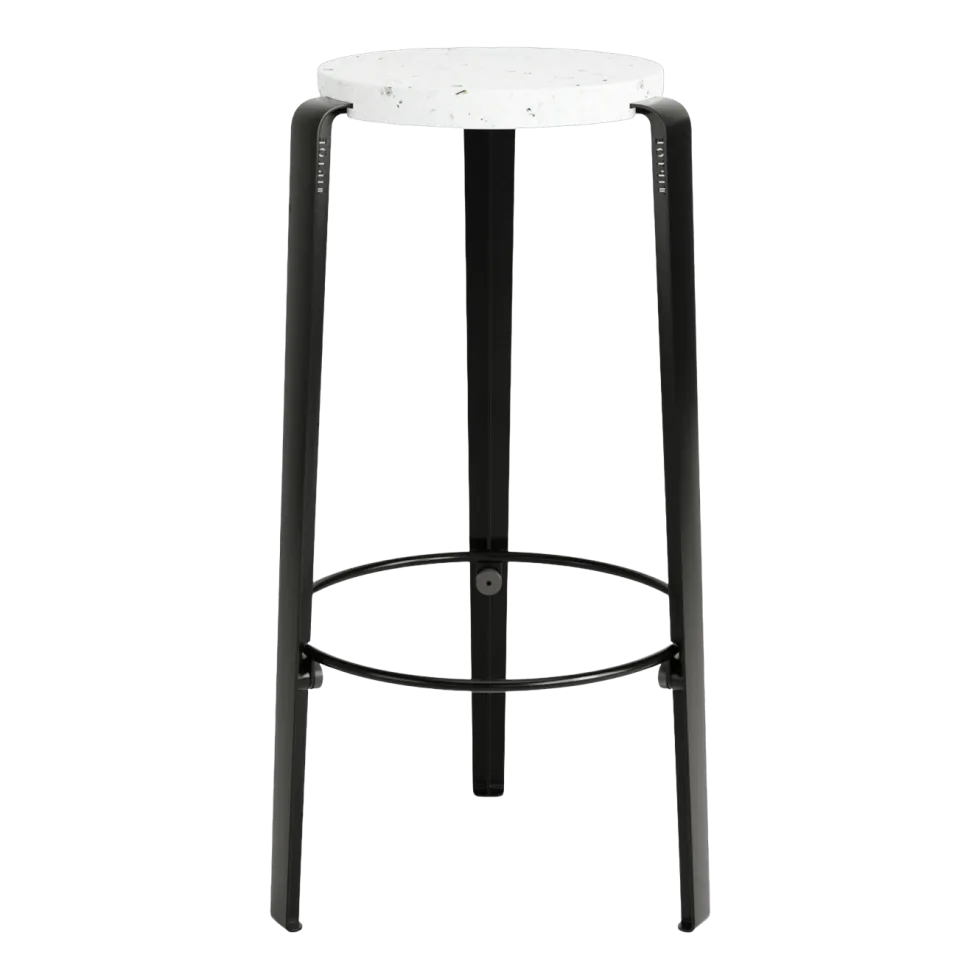 Tabouret de bar en plastique recyclé blanc et pieds noir graphite BIG LOU VENEZIA - TIPTOE