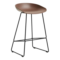 Tabouret de bar en plastique recyclé brique et pieds en acier noir 65 cm AAS 38 2.0 - HAY