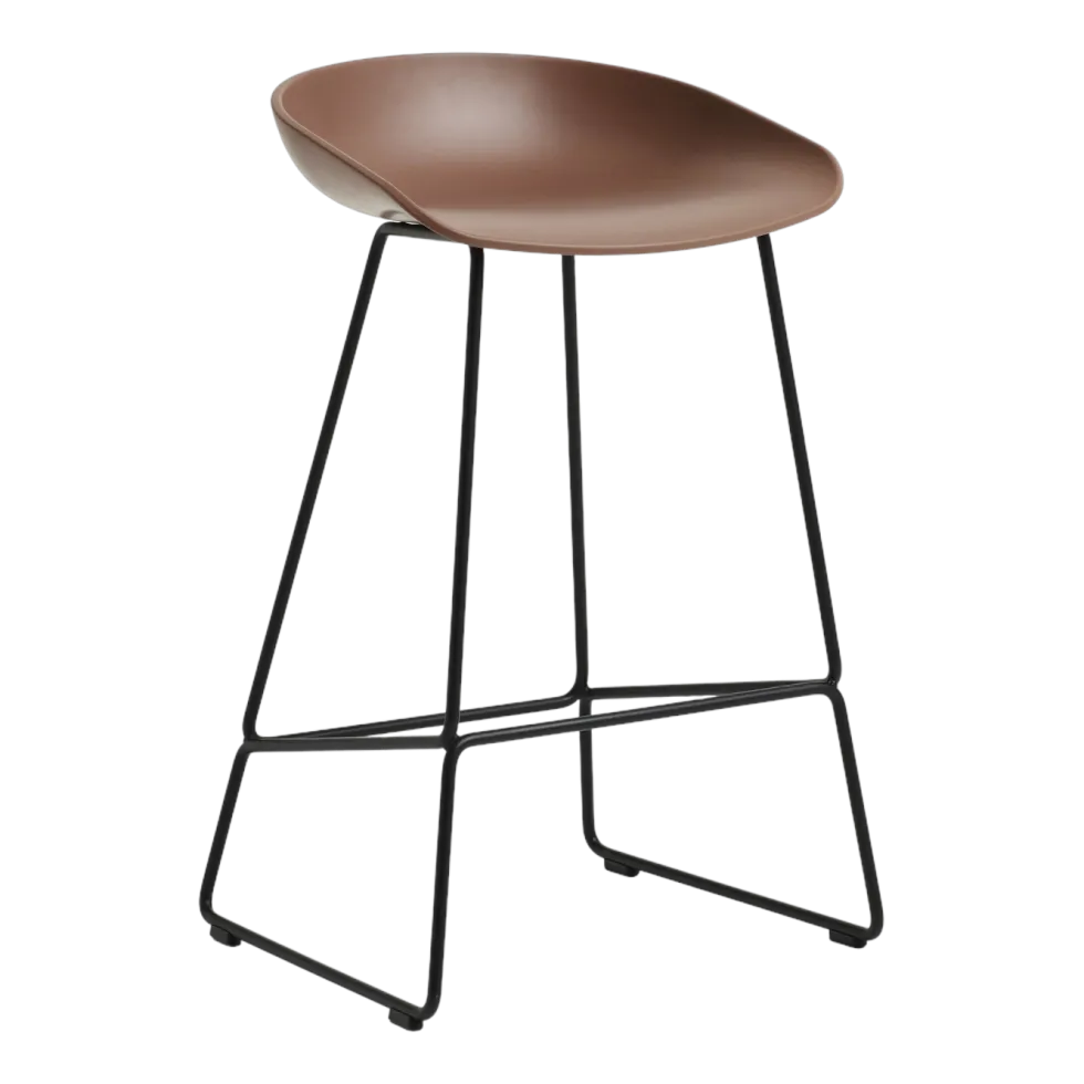 Tabouret de bar en plastique recyclé brique et pieds en acier noir 65 cm AAS 38 2.0 - HAY