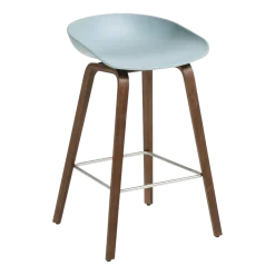 Tabouret de bar en plastique recyclé dusty blue et pieds en noyer 65 cm AAS 32 2.0 - HAY