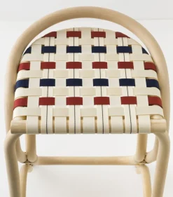 Tabouret de bar en rotin assise bleu gendarme et rouge brique 83x49cm Virage Large - ORCHID EDITION