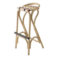 Tabouret de bar en rotin et assise multicolore 83x44cm Virage - ORCHID EDITION