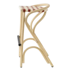 Tabouret de bar en rotin et assise rouge brique 83x49cm Virage Large - ORCHID EDITION
