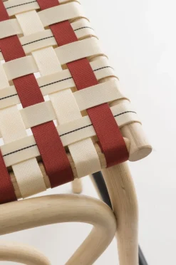 Tabouret de bar en rotin et assise rouge brique 83x44cm Virage - ORCHID EDITION