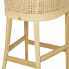 Tabouret de bar en rotin naturel piétement teck Saïgon - KOK