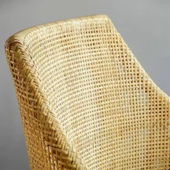 Tabouret de bar en rotin naturel piétement teck Saïgon - KOK