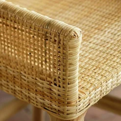 Tabouret de bar en rotin naturel piétement teck Saïgon - KOK