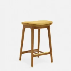 Tabouret de bar en tissu bouclé crème et frêne foncé 65 cm Série 200-190 - 366 Concept
