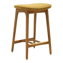 Tabouret de bar en tissu bouclé moutarde et frêne foncé 65 cm Série 200-190 - 366 Concept
