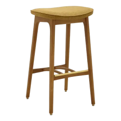 Tabouret de bar en tissu bouclé moutarde et frêne foncé 75 cm Série 200-190 - 366 Concept