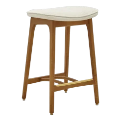 Tabouret de bar en tissu marbre blanc et frêne foncé 65 cm Série 200-190 - 366 Concept
