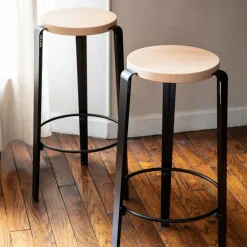Tabouret de bar hêtre noir graphite BIG LOU - TIPTOE