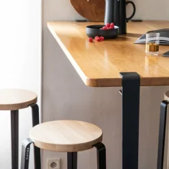 Tabouret de bar hêtre noir graphite BIG LOU - TIPTOE