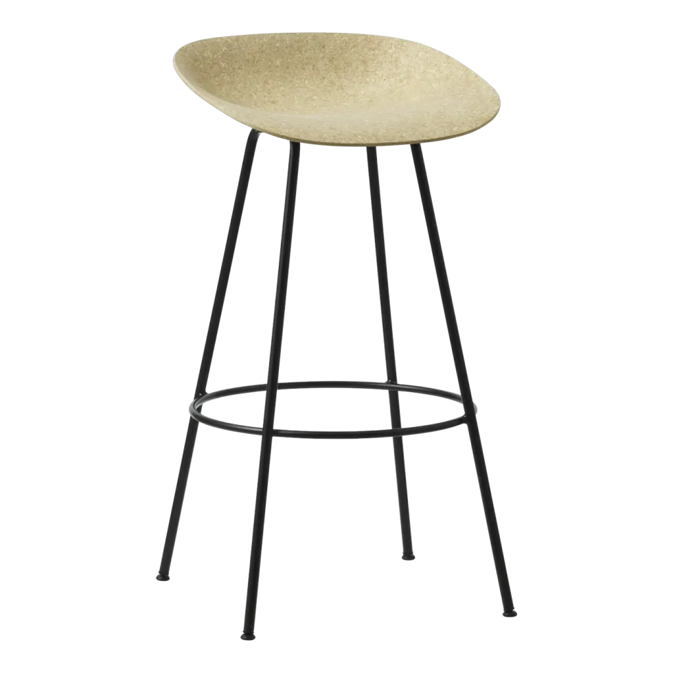 Tabouret de bar recyclable en chanvre et acier noir 75cm Mat - Normann Copenhagen