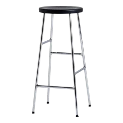 Tabouret en acier chromé et assise en chêne massif noir 33x75cm - HAY