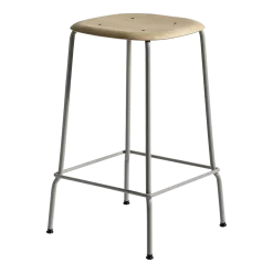 Tabouret en chêne et acier gris doux 65 cm Soft edge 80 - Hay