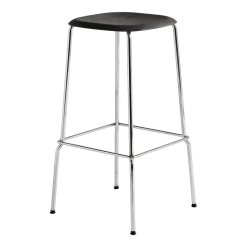 Tabouret en chêne noir et acier chromé 75 cm Soft edge 80 - Hay
