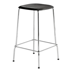 Tabouret en chêne noir et acier chromé 65 cm Soft edge 80 - Hay