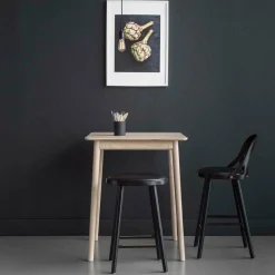 Tabouret en chêne noir et coussin en cuir reconstitué noir 63 cm Colibri - Hans k