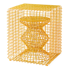 Tabouret en métal jaune Zig zag - Pols potten