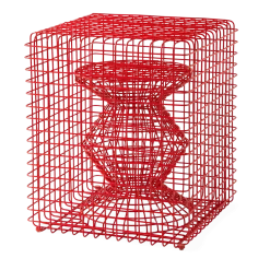 Tabouret en métal rouge corail Zig zag - Pols potten