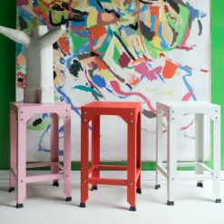 Tabouret haut en acier galvanisé kaki 63 cm Hegoa - Matière Grise