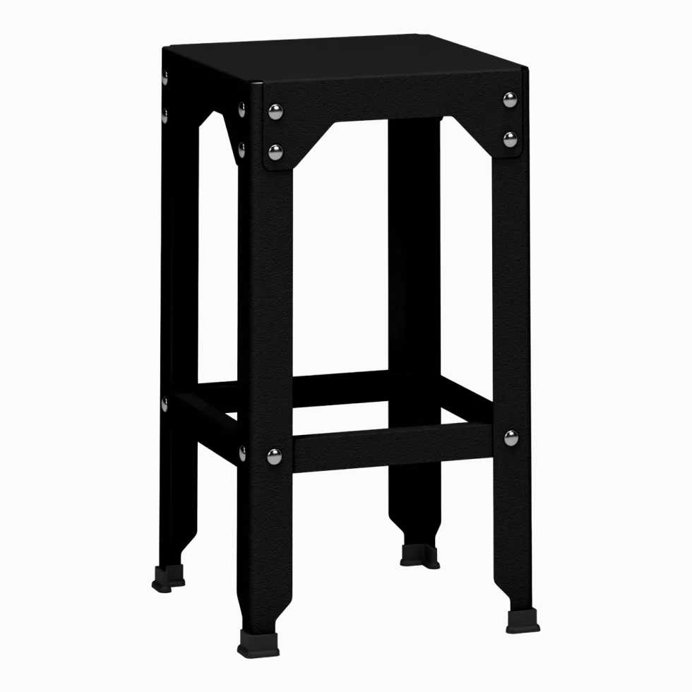 Tabouret haut en acier galvanisé noir mat 63 cm Hegoa - Matière Grise