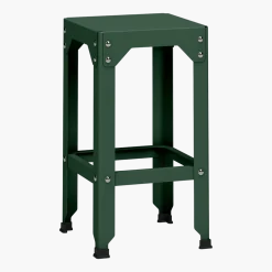 Tabouret haut en acier galvanisé olive 63 cm Hegoa - Matière Grise