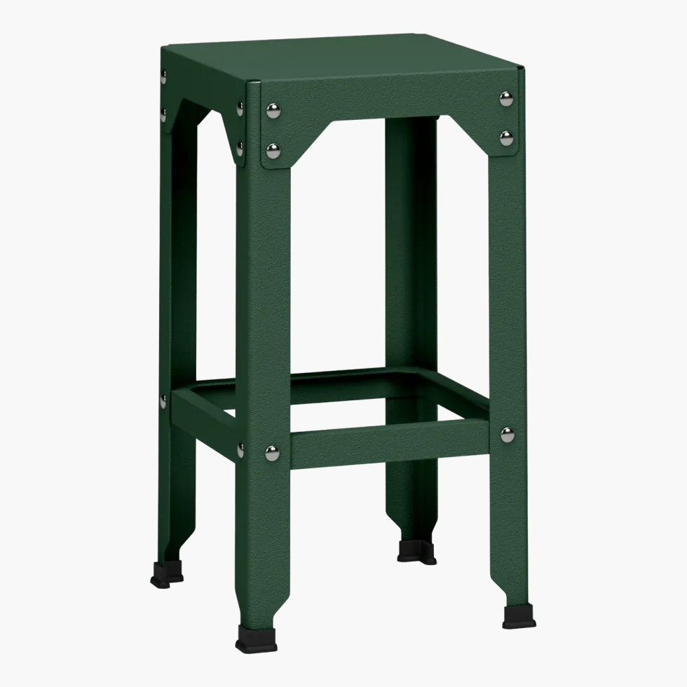Tabouret haut en acier galvanisé olive 63 cm Hegoa - Matière Grise