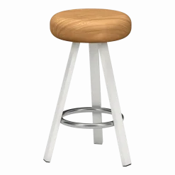 Tabouret haut en chêne et acier blanc 65 cm Smack - Matière Grise