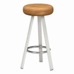 Tabouret haut en chêne et acier blanc 75 cm Smack - Matière Grise
