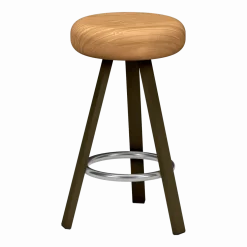 Tabouret haut en chêne et acier bronze 65 cm Smack - Matière Grise