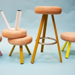 Tabouret haut en chêne et acier crème 75 cm Smack - Matière Grise