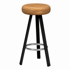 Tabouret haut en chêne et acier noir mat 75 cm Smack - Matière Grise