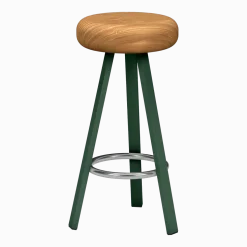 Tabouret haut en chêne et acier olive 75 cm Smack - Matière Grise