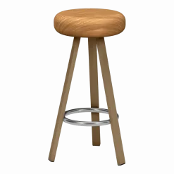 Tabouret haut en chêne et acier sable 75 cm Smack - Matière Grise
