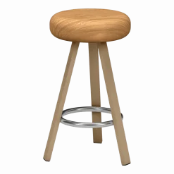 Tabouret haut en chêne et acier sable 65 cm Smack - Matière Grise