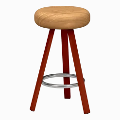 Tabouret haut en chêne et acier terracotta 65 cm Smack - Matière Grise