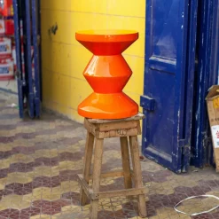 Tabouret orange laqué Zig Zag - Pols Potten