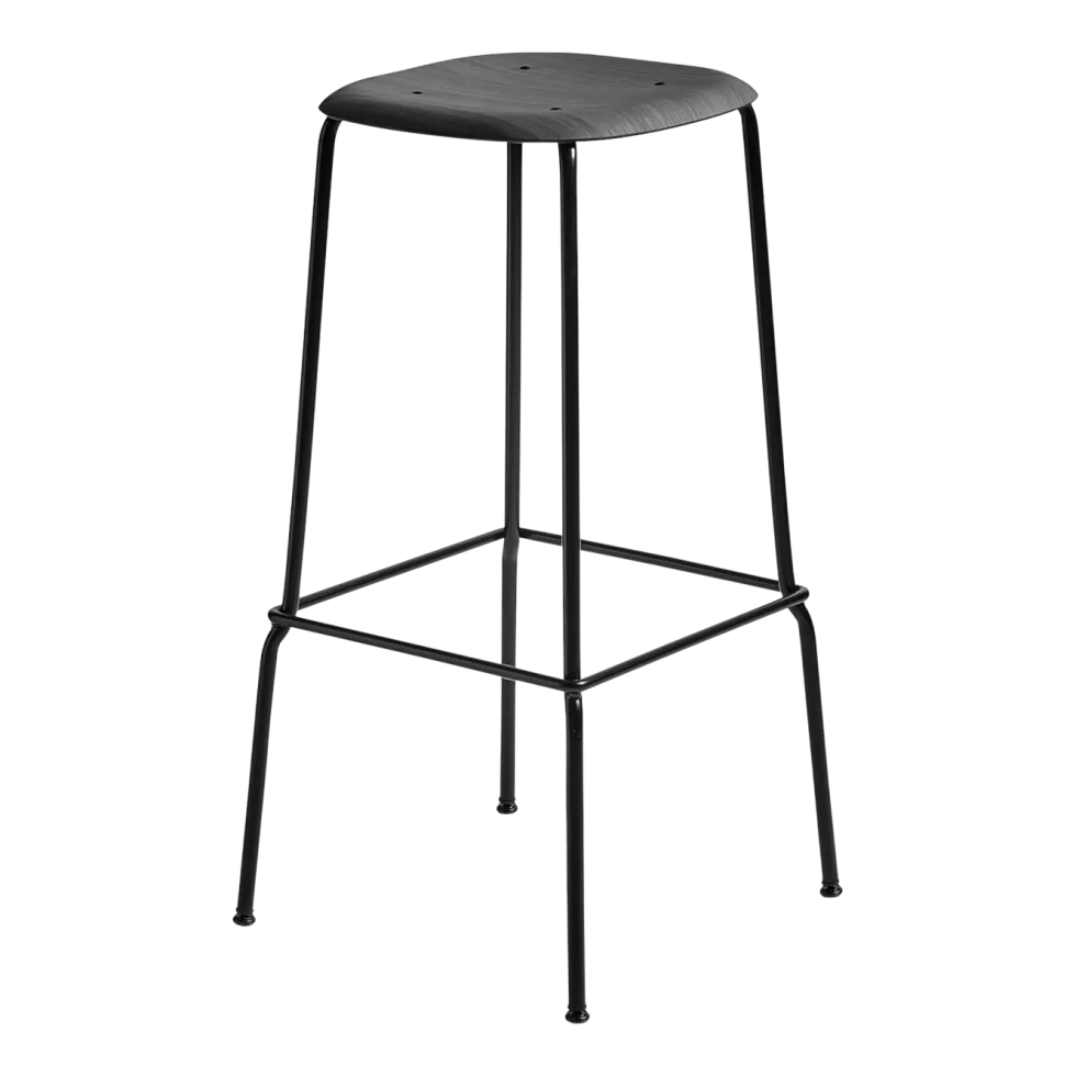 Tabouret plaquage chêne et acier noir 75 cm Soft Edge 80 - Hay