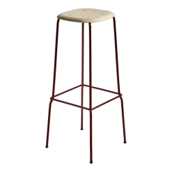 Tabouret plaquage chêne et acier rouge 75 cm Soft Edge 80 - Hay