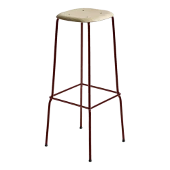 Tabouret plaquage chêne et acier rouge 75 cm Soft Edge 80 - Hay