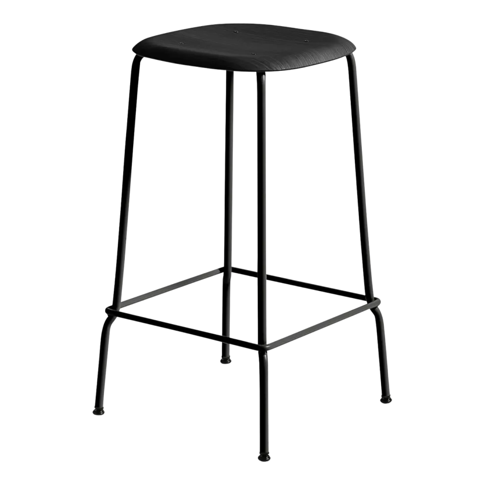 Tabouret plaque chêne et acier noir 65 cm Soft Edge 80 - Hay