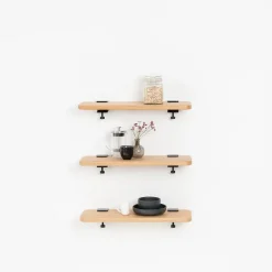 Étagère en chêne 60 cm accroche acier patiné - TIPTOE