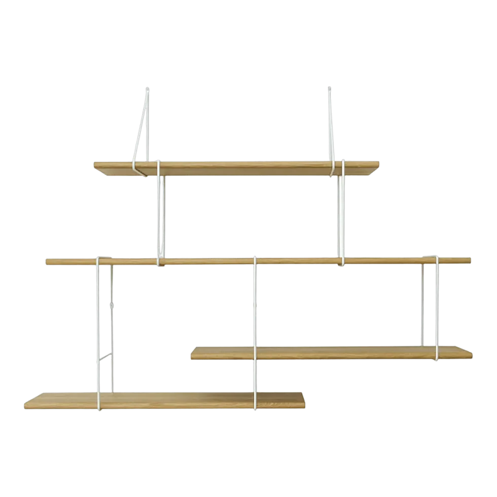 Étagère en chêne et acier blanc setup 2 Link - Studio Hausen