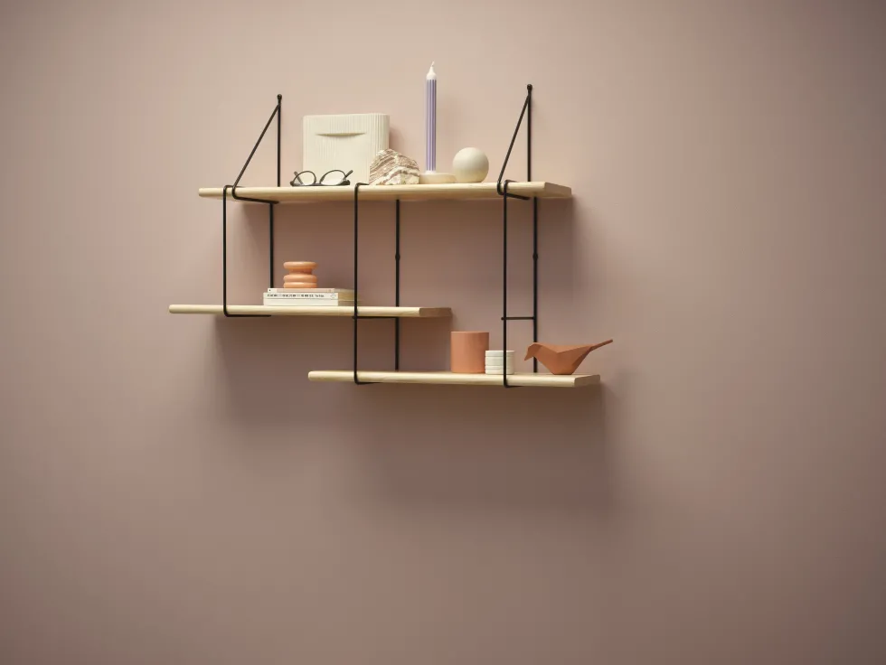 Étagère en frêne naturel et acier noir 90x22x64cm Shrink - Studio Hausen