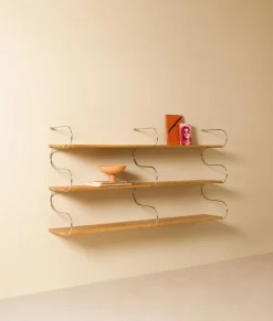 Étagère murale en chêne et métal noir 160x80cm Onda - Schneid Studio