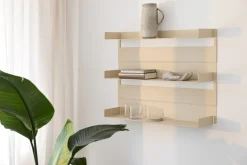 3 étagères murales en acier beige cashew 55x76x15cm Aris - Metallbude