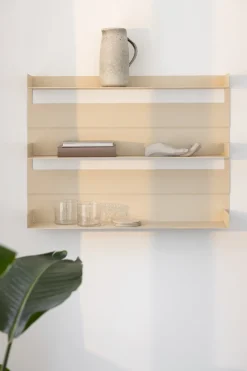 3 étagères murales en acier beige cashew 55x76x15cm Aris - Metallbude