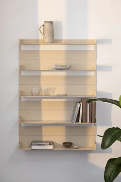 5 étagères murales en acier beige cashew 105x76x15cm Aris - Metallbude
